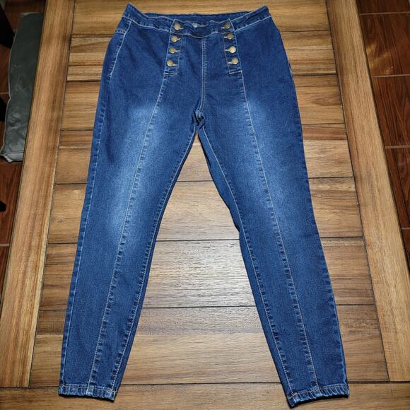 Shein Curve Dark Wash Straight Denim Jeans w/ Double Button Up Fly - Size 1XL - Picture 1 of 6